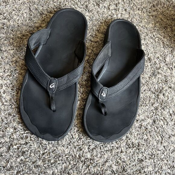 OluKai Ohana Women's Size 11 Flip Flop Thong Sandals Black Comfort - Picture 5 of 6